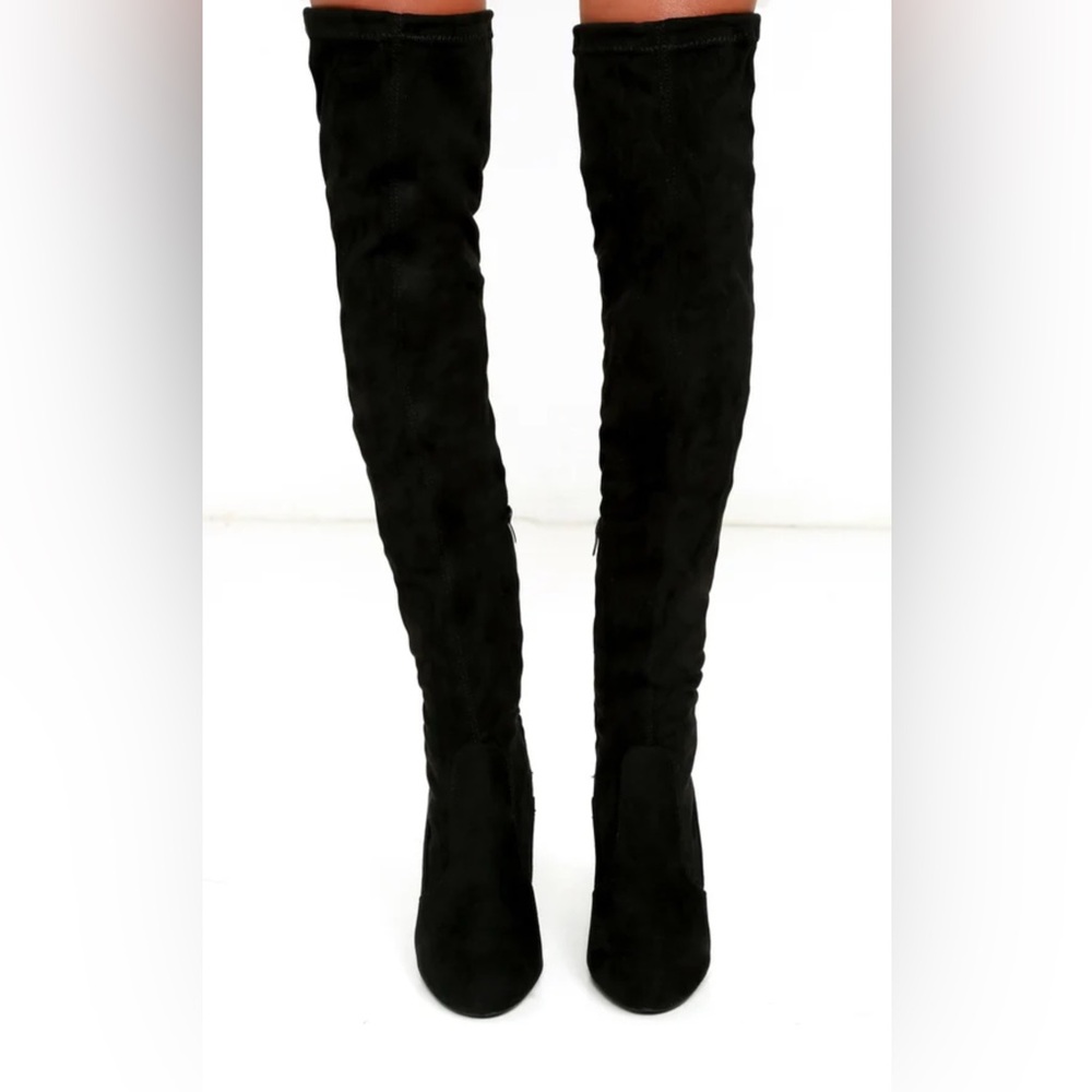 Lulus So Much Yes Black Suede Over the Knee Boots. NWT. - Picture 2 of 6